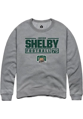 Jarian Shelby  Rally Ohio Bobcats Mens Graphite NIL Stacked Box Long Sleeve Crew Sweatshirt