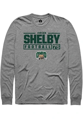 Jarian Shelby  Ohio Bobcats Graphite Rally NIL Stacked Box Long Sleeve T Shirt