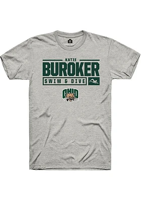 Katie Buroker  Ohio Bobcats Ash Rally NIL Stacked Box Short Sleeve T Shirt