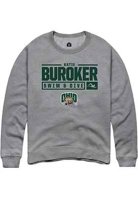 Katie Buroker  Rally Ohio Bobcats Mens Graphite NIL Stacked Box Long Sleeve Crew Sweatshirt