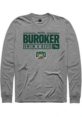 Katie Buroker  Ohio Bobcats Graphite Rally NIL Stacked Box Long Sleeve T Shirt
