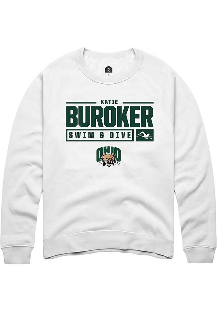 Katie Buroker Rally Ohio Bobcats Mens NIL Stacked Box Long Sleeve Crew Sweatshirt