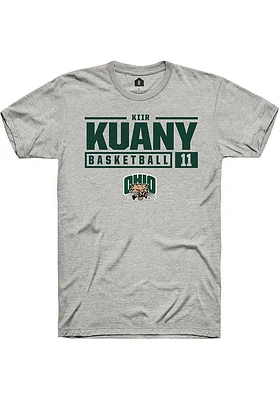 Kiir Kuany  Ohio Bobcats Ash Rally NIL Stacked Box Short Sleeve T Shirt