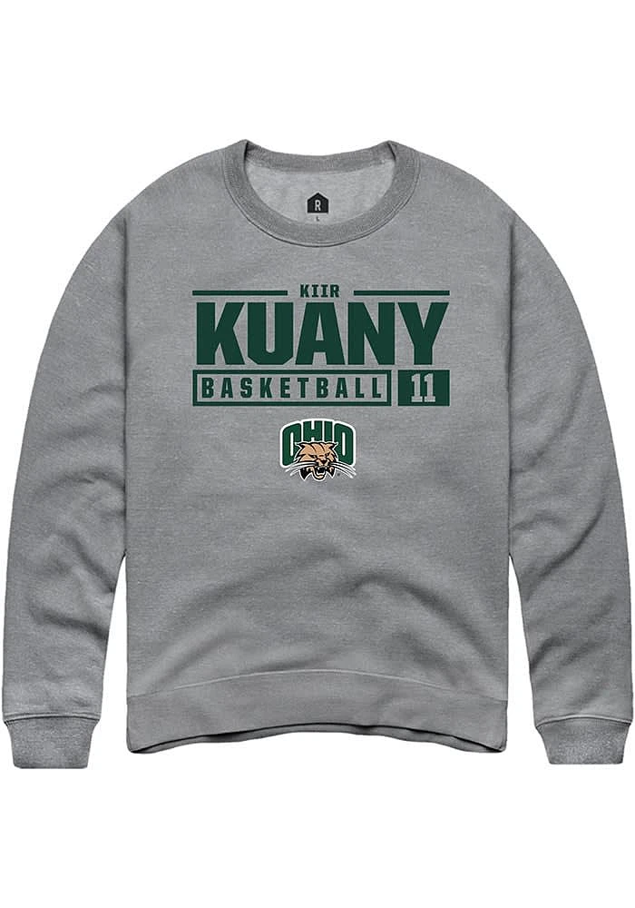 Kiir Kuany  Rally Ohio Bobcats Mens Graphite NIL Stacked Box Long Sleeve Crew Sweatshirt
