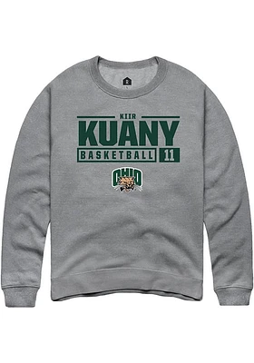 Kiir Kuany  Rally Ohio Bobcats Mens Graphite NIL Stacked Box Long Sleeve Crew Sweatshirt
