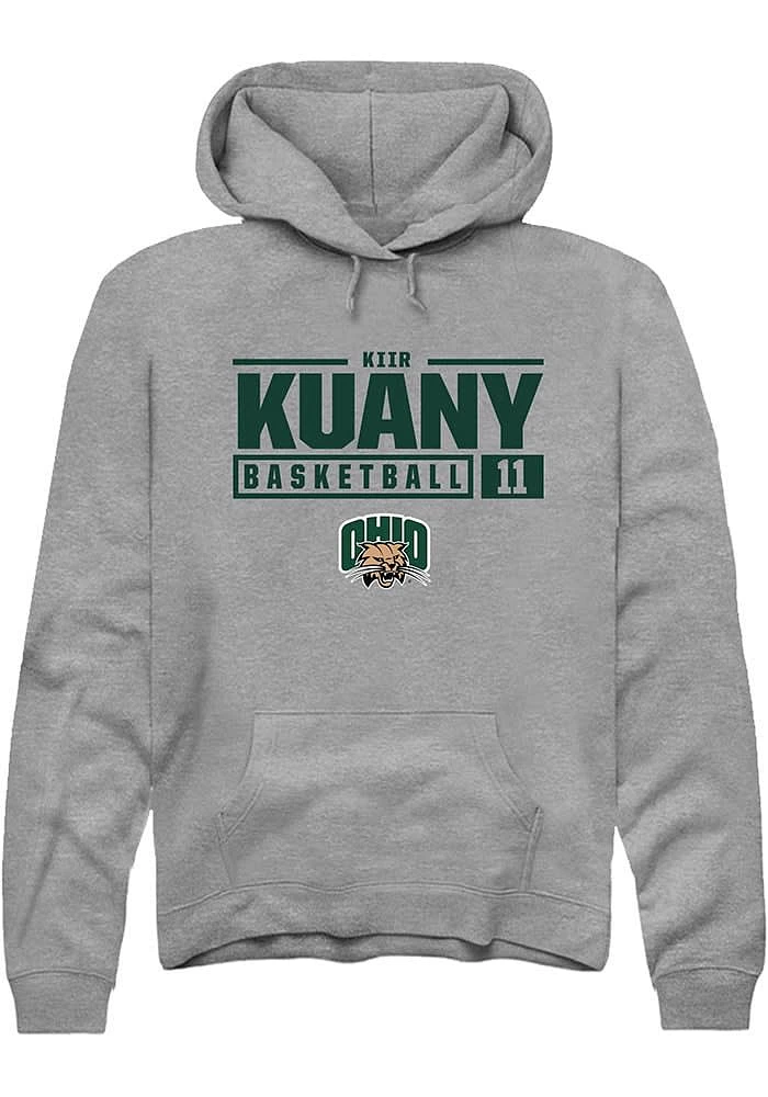 Kiir Kuany Rally Ohio Bobcats Mens Graphite NIL Stacked Box Long Sleeve Hoodie