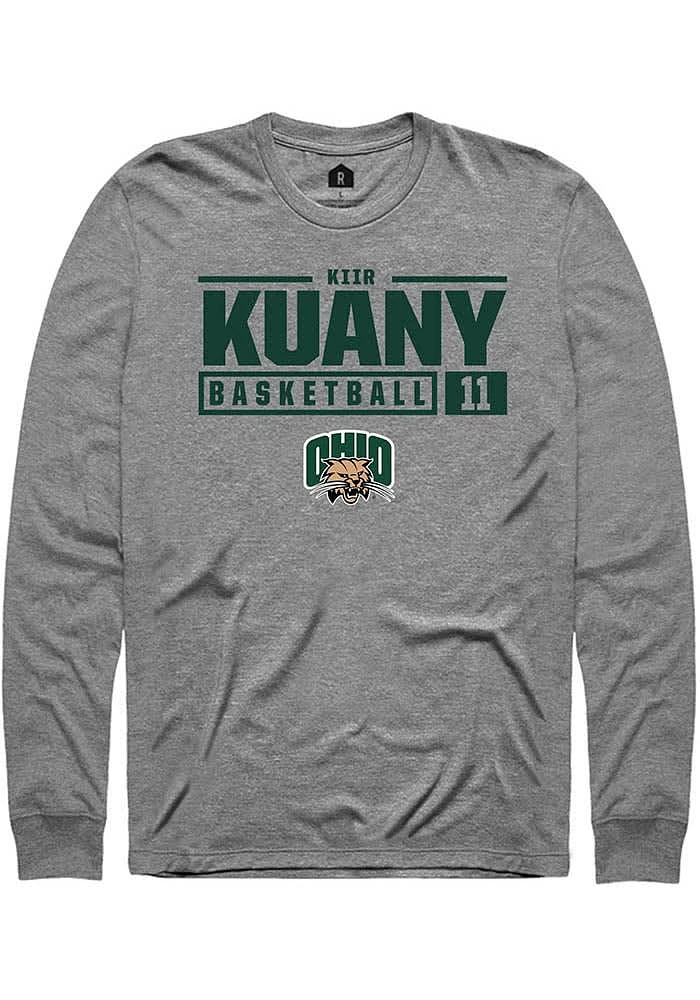 Kiir Kuany  Ohio Bobcats Graphite Rally NIL Stacked Box Long Sleeve T Shirt