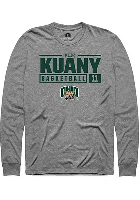 Kiir Kuany  Ohio Bobcats Graphite Rally NIL Stacked Box Long Sleeve T Shirt