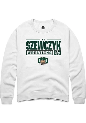 Ky Szewczyk Rally Ohio Bobcats Mens NIL Stacked Box Long Sleeve Crew Sweatshirt