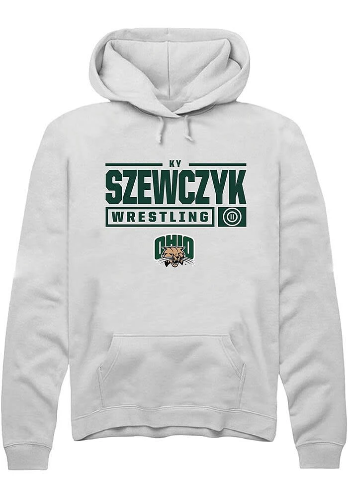 Ky Szewczyk Rally Ohio Bobcats Mens NIL Stacked Box Long Sleeve Hoodie