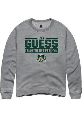 Leah Guess  Rally Ohio Bobcats Mens Graphite NIL Stacked Box Long Sleeve Crew Sweatshirt