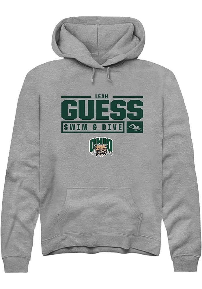 Leah Guess Rally Ohio Bobcats Mens Graphite NIL Stacked Box Long Sleeve Hoodie