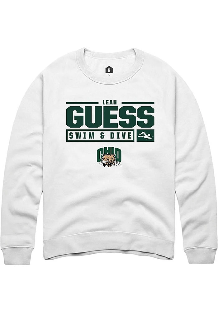 Leah Guess Rally Ohio Bobcats Mens NIL Stacked Box Long Sleeve Crew Sweatshirt