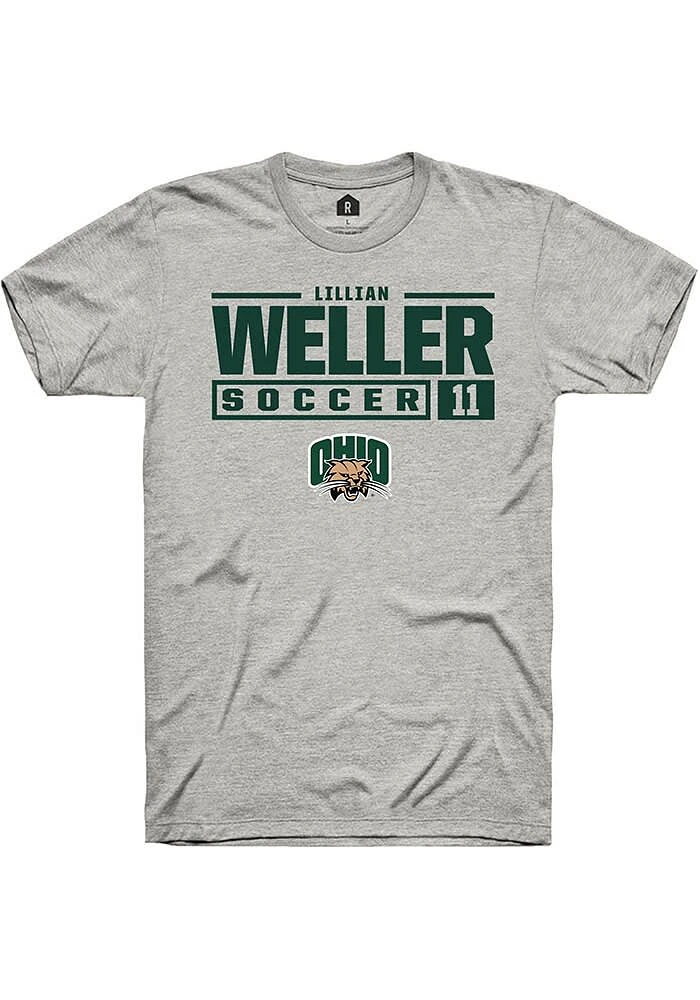 Lillian Weller Ohio Bobcats Ash Rally NIL Stacked Box Short Sleeve T Shirt