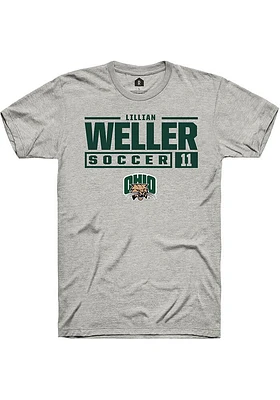 Lillian Weller  Ohio Bobcats Ash Rally NIL Stacked Box Short Sleeve T Shirt