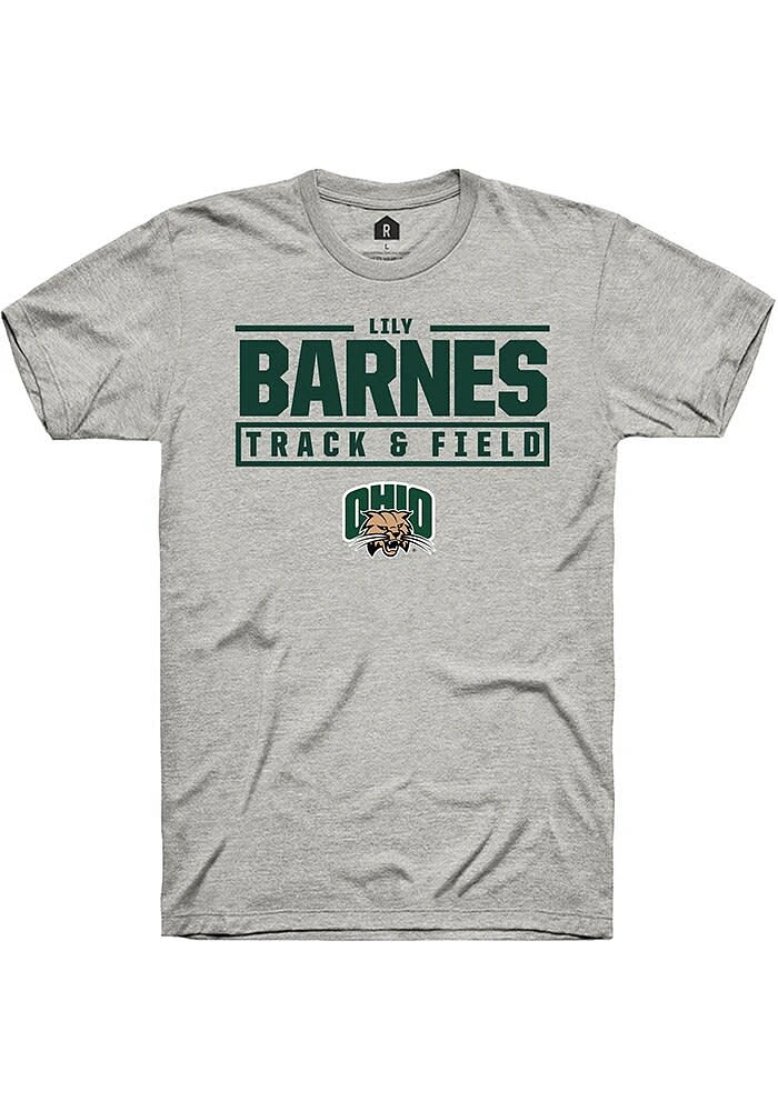 Lily Barnes Ohio Bobcats Ash Rally NIL Stacked Box Short Sleeve T Shirt