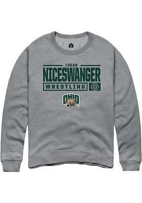 Logan Niceswanger  Rally Ohio Bobcats Mens Graphite NIL Stacked Box Long Sleeve Crew Sweatshirt