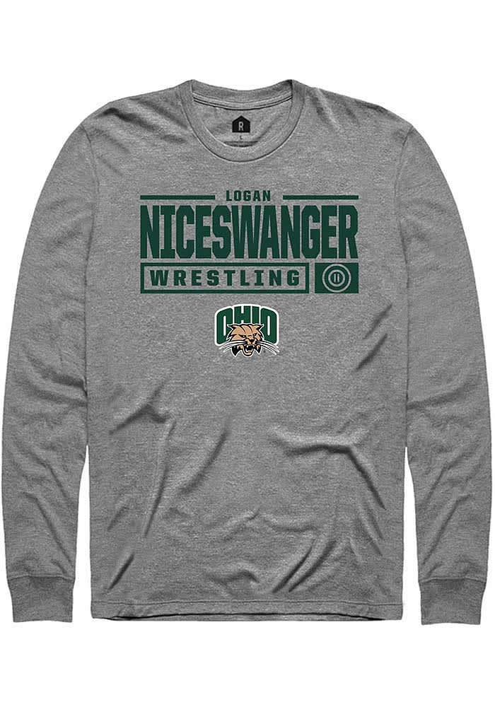 Logan Niceswanger Ohio Bobcats Graphite Rally NIL Stacked Box Long Sleeve T Shirt