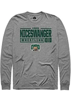 Logan Niceswanger  Ohio Bobcats Graphite Rally NIL Stacked Box Long Sleeve T Shirt
