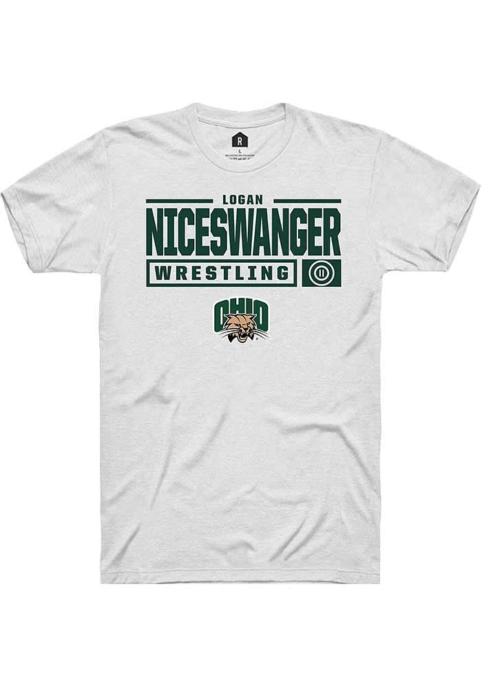 Logan Niceswanger Ohio Bobcats Rally NIL Stacked Box Short Sleeve T Shirt