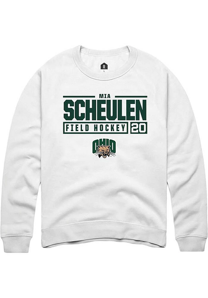 Mia Scheulen Rally Ohio Bobcats Mens NIL Stacked Box Long Sleeve Crew Sweatshirt