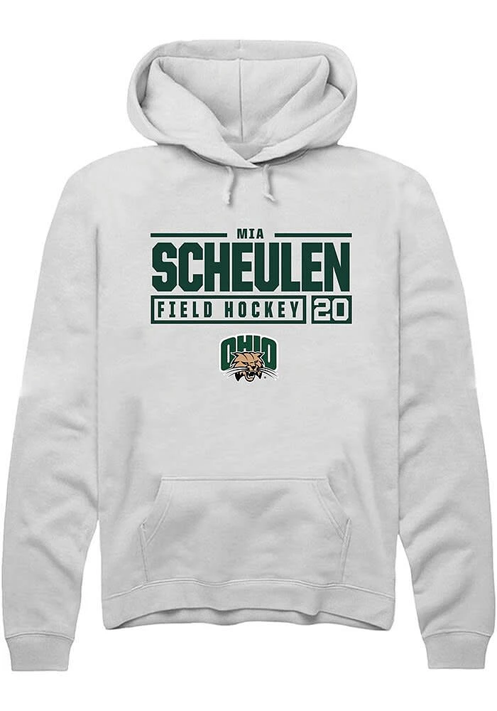 Mia Scheulen Rally Ohio Bobcats Mens NIL Stacked Box Long Sleeve Hoodie