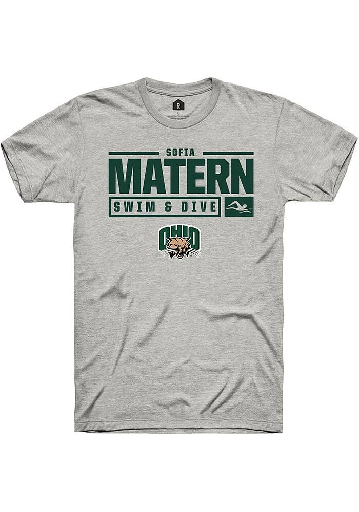 Sofia Matern Ohio Bobcats Ash Rally NIL Stacked Box Short Sleeve T Shirt