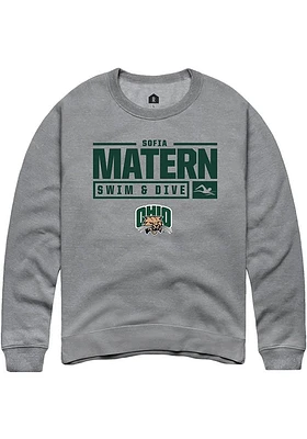 Sofia Matern  Rally Ohio Bobcats Mens Graphite NIL Stacked Box Long Sleeve Crew Sweatshirt