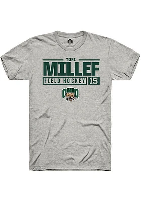 Tori Millef  Ohio Bobcats Ash Rally NIL Stacked Box Short Sleeve T Shirt