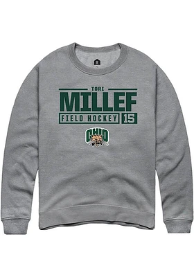 Tori Millef  Rally Ohio Bobcats Mens Graphite NIL Stacked Box Long Sleeve Crew Sweatshirt