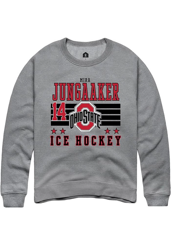 Mira Jungaaker Rally Ohio State Buckeyes Mens NIL Striped Long Sleeve Crew Sweatshirt