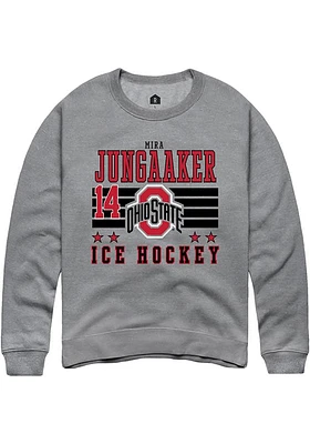 Mira Jungaaker Rally Ohio State Buckeyes Mens NIL Striped Long Sleeve Crew Sweatshirt