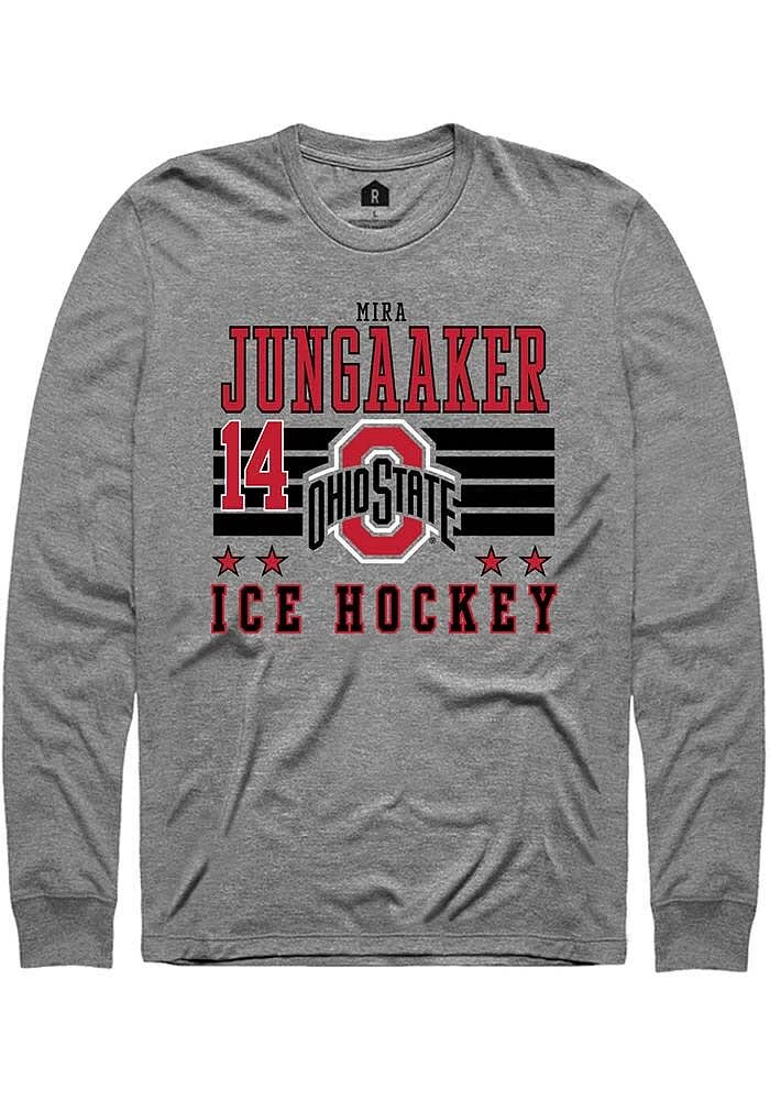 Mira Jungaaker Ohio State Buckeyes Grey Rally NIL Striped Long Sleeve T Shirt