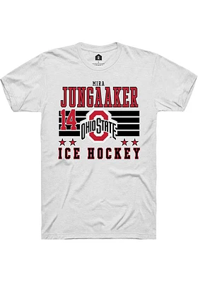 Mira Jungaaker  Ohio State Buckeyes White Rally NIL Striped Short Sleeve T Shirt
