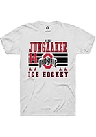 Mira Jungaaker  Ohio State Buckeyes White Rally NIL Striped Short Sleeve T Shirt