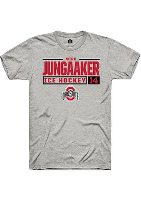 Mira Jungaaker  Ohio State Buckeyes Ash Rally NIL Stacked Box Short Sleeve T Shirt