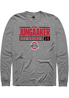 Mira Jungaaker  Ohio State Buckeyes Graphite Rally NIL Stacked Box Long Sleeve T Shirt