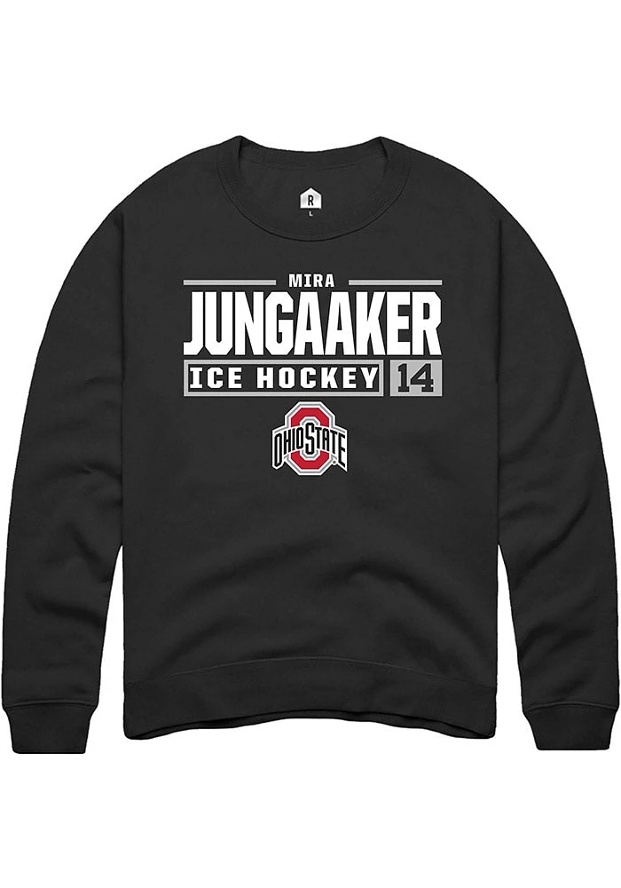Mira Jungaaker Rally Ohio State Buckeyes Mens NIL Stacked Box Long Sleeve Crew Sweatshirt