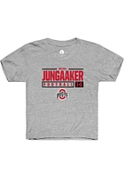 Mira Jungaaker  Rally Ohio State Buckeyes Youth Grey NIL Stacked Box Short Sleeve T-Shirt
