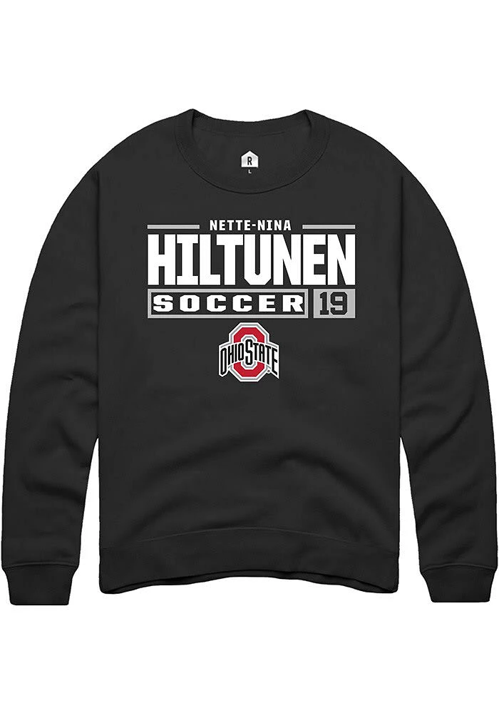 Nette-Nina Hiltunen Rally Ohio State Buckeyes Mens Black NIL Stacked Box Long Sleeve Crew Sweatsh..