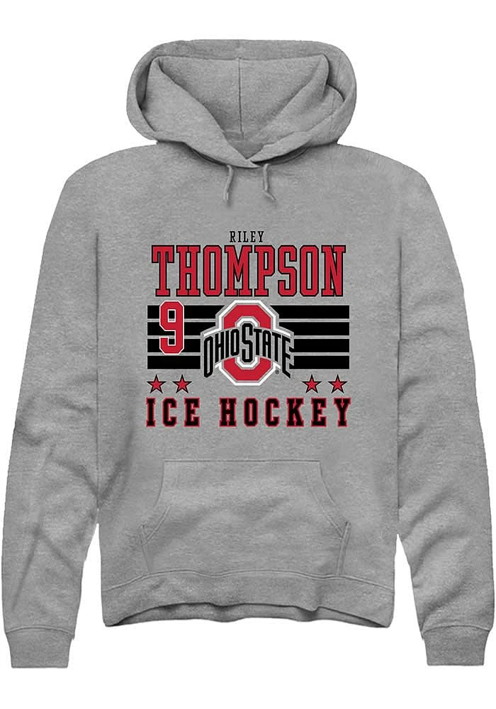 Riley Thompson Rally Ohio State Buckeyes Mens NIL Striped Long Sleeve Hoodie