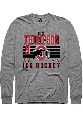 Riley Thompson  Ohio State Buckeyes Grey Rally NIL Striped Long Sleeve T Shirt