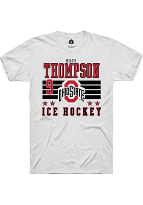 Riley Thompson  Ohio State Buckeyes White Rally NIL Striped Short Sleeve T Shirt