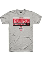 Riley Thompson  Ohio State Buckeyes Ash Rally NIL Stacked Box Short Sleeve T Shirt