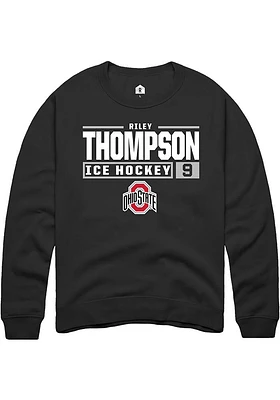 Riley Thompson Rally Ohio State Buckeyes Mens NIL Stacked Box Long Sleeve Crew Sweatshirt