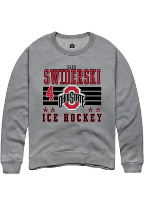Sara Swiderski Rally Ohio State Buckeyes Mens NIL Striped Long Sleeve Crew Sweatshirt