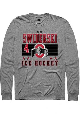 Sara Swiderski  Ohio State Buckeyes Grey Rally NIL Striped Long Sleeve T Shirt