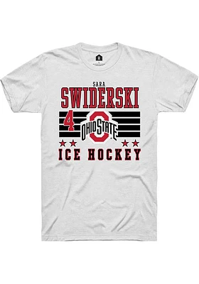 Sara Swiderski  Ohio State Buckeyes White Rally NIL Striped Short Sleeve T Shirt