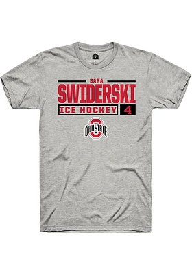 Sara Swiderski  Ohio State Buckeyes Ash Rally NIL Stacked Box Short Sleeve T Shirt
