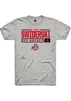 Sara Swiderski  Ohio State Buckeyes Ash Rally NIL Stacked Box Short Sleeve T Shirt
